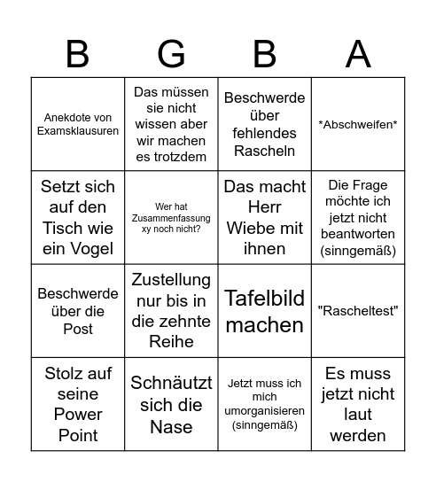 Münch Bingo Card