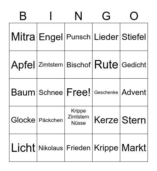 Advent-BINGO Card