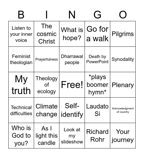 OOB Staff Retreat Bingo Card