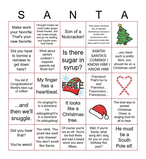 Elf at The Wright! Bingo Card