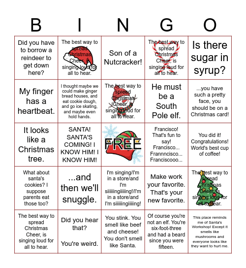 ELF MOVIE Bingo Card