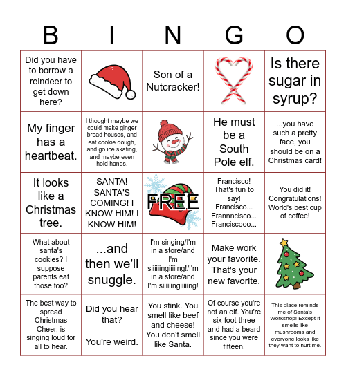 ELF MOVIE Bingo Card