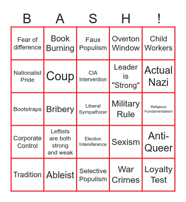 FASH Bingo Card