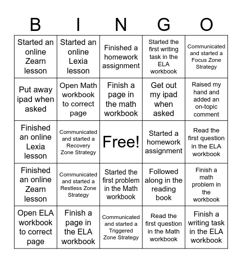 Academic Achievement Bingo Card