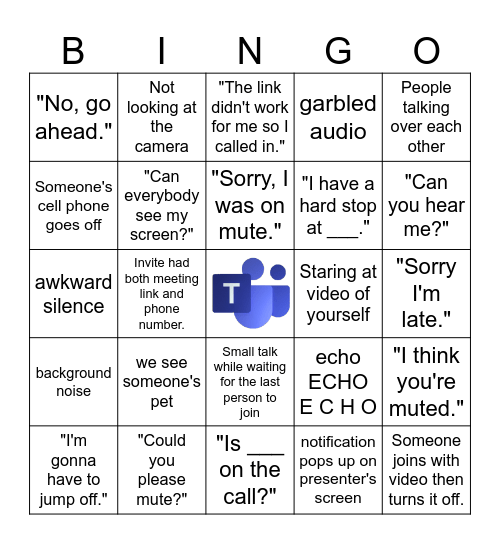 MS-Teams Meetings Bingo Card