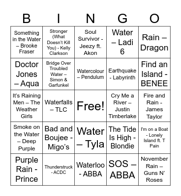 Wai Survival Bingo Card