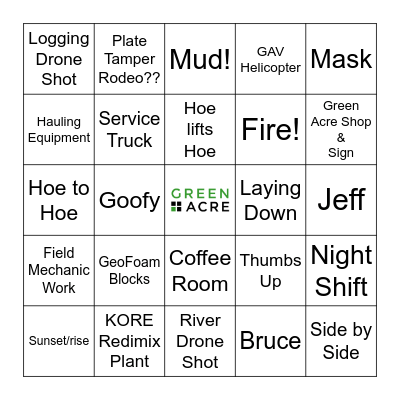 GREEN ACRE CHRISTMAS BINGO Card
