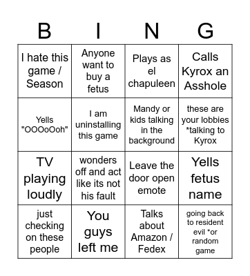 Angel Bingo Card