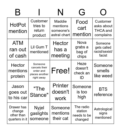 Work Bingo Card
