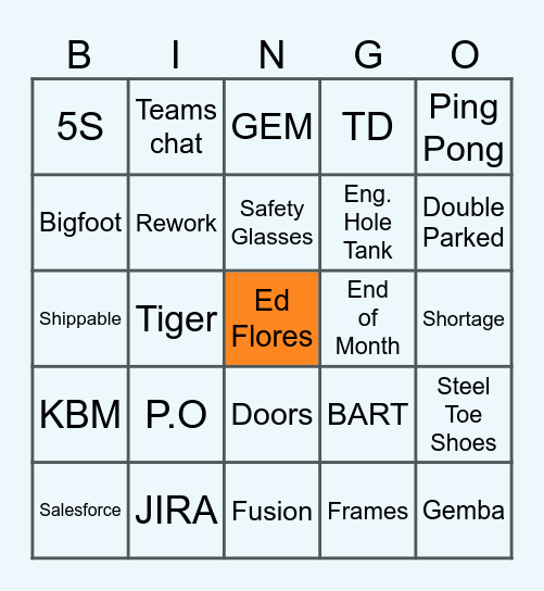 WAEV Bingo Card