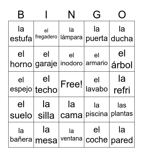 Los Hogares Bingo Card
