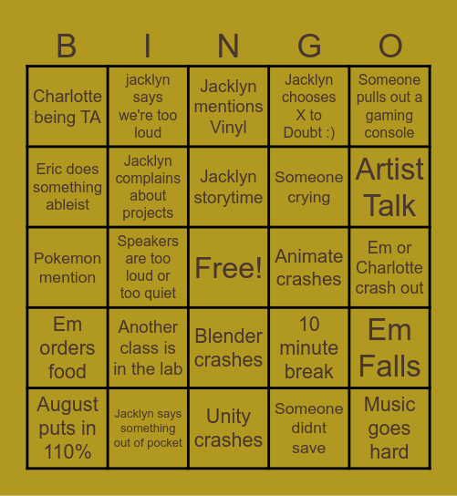 Ki Senior Bingo Card