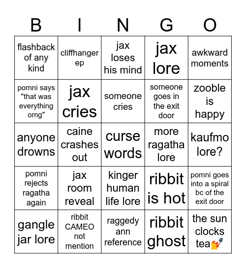 TADC 7 Bingo Card