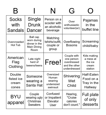 December Cruise Bingo Card
