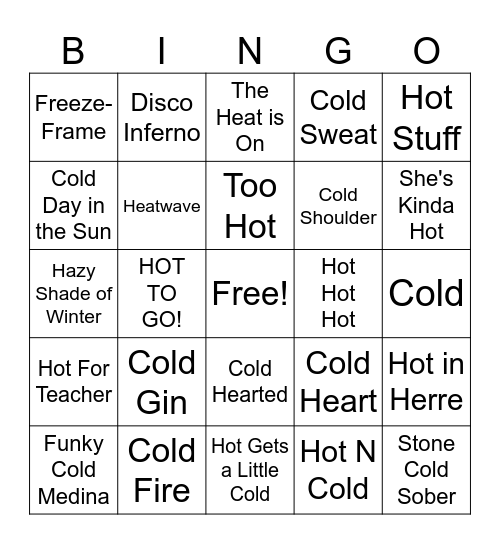 E4 - Hot & Cold Bingo Card