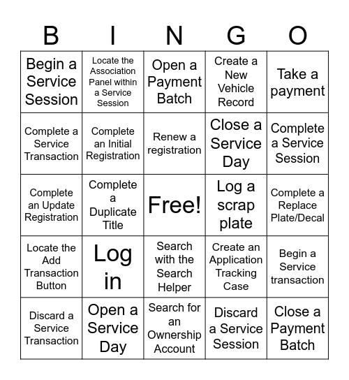 CORE 21 Bingo Card