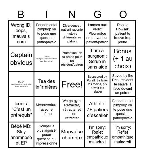 Bingo de l'externat (brouillon) Bingo Card
