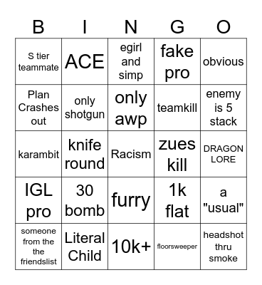 CS2 Bingo Card