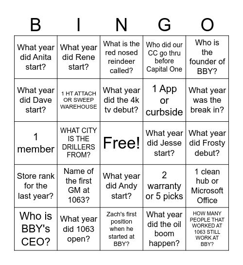 1063 Bingo Card