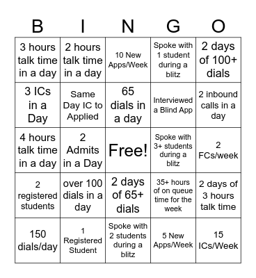 BU3 Bingo Card