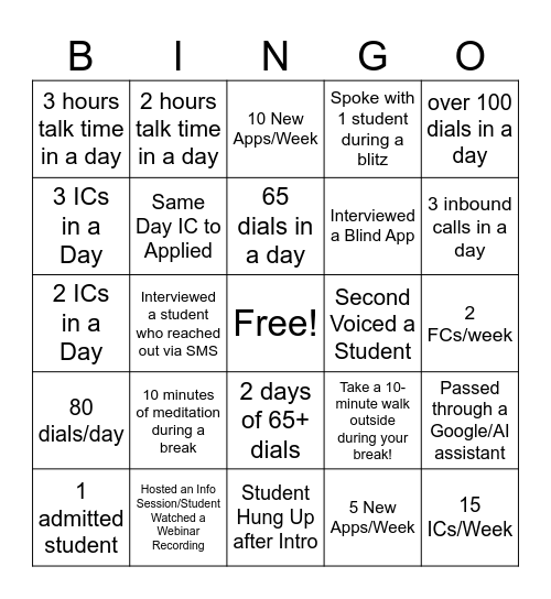 BU1 Bingo Card