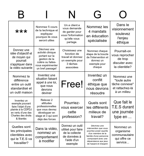 ÉDUCATION SPÉCIALISÉE Bingo Card