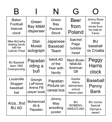 Women's Wrestling Bingo Night Bingo Card