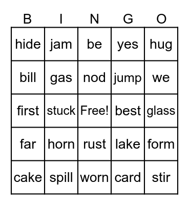 WORD BINGO Card