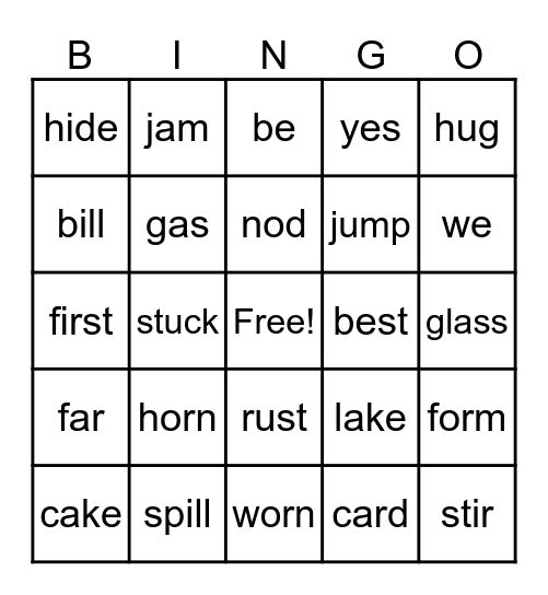 WORD BINGO Card