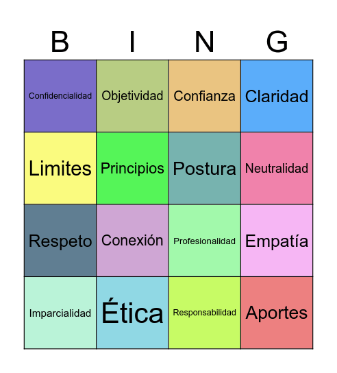 Entrevistas psicología forense Bingo Card