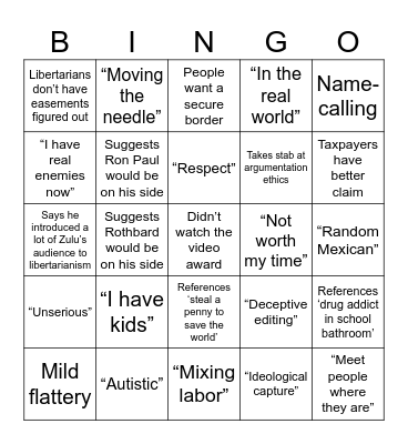 DAVE SMITH Bingo Card