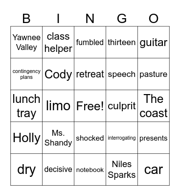 The Terrible 2 Chap 1-15 Bingo Card