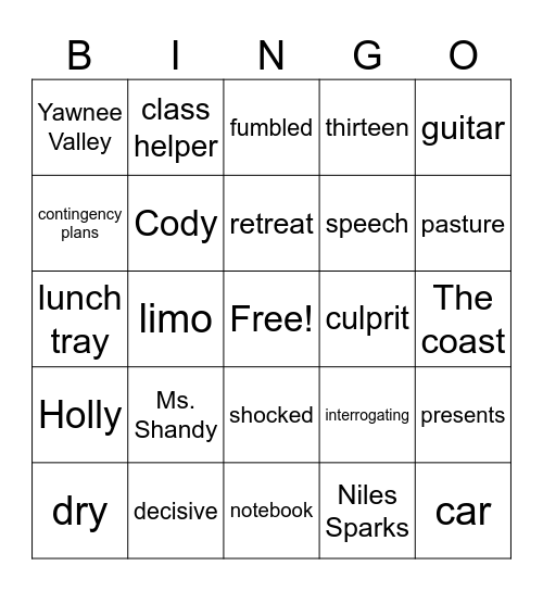 The Terrible 2 Chap 1-15 Bingo Card