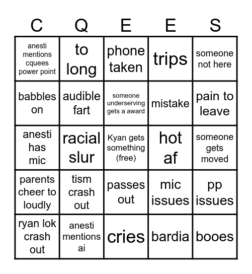 cqees Bingo Card