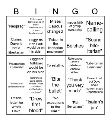 Liquid Zulu Bingo Card