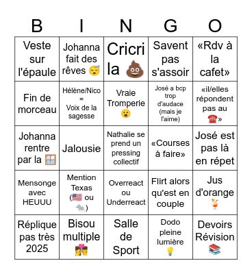 Hélène et les garçons Bingo Card