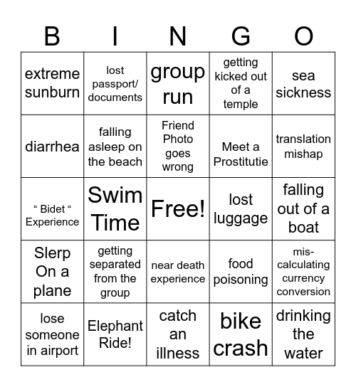 Thailand Bingo Card