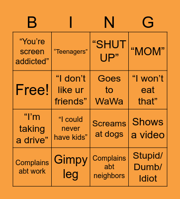 Aunt Mandy Thanksgiving 2026 Bingo Card
