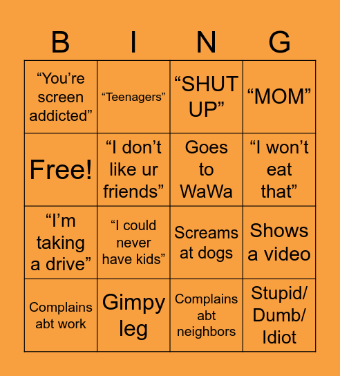 Aunt Mandy Thanksgiving 2026 Bingo Card
