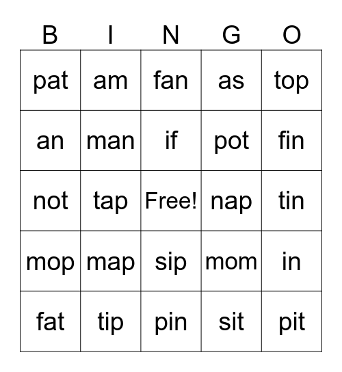 a  f  i  m  n  o  p  s  t Bingo Card