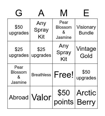 Get a BINGO and win a prize!! Bingo Card