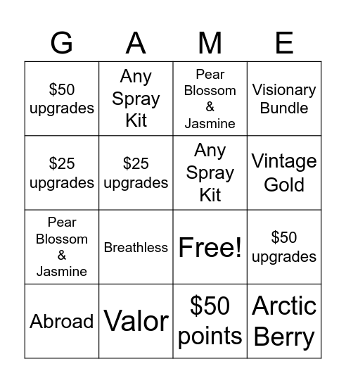 Get a BINGO and win a prize!! Bingo Card