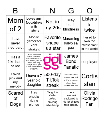 FIND THE GUEST Bingo Card