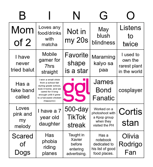 FIND THE GUEST Bingo Card
