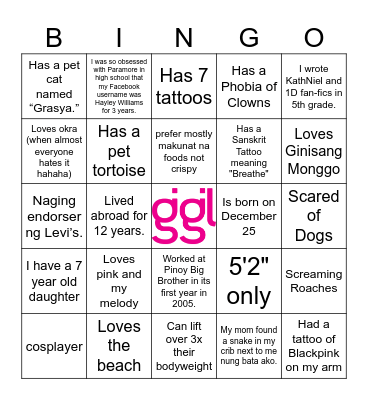 FIND THE GUEST Bingo Card