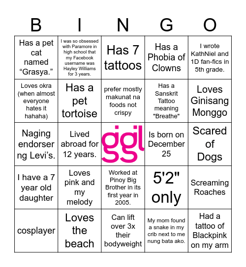 FIND THE GUEST Bingo Card