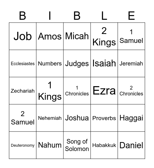 Books of the Bible Bingo Card