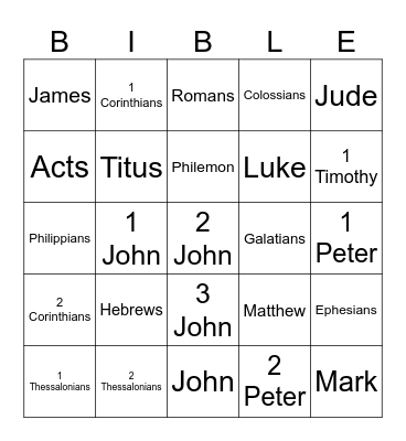 Books of the Bible Bingo Card