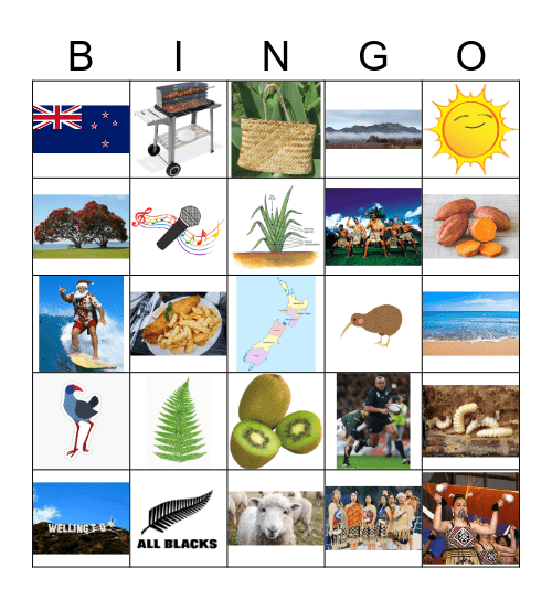New Zealand Bingo Card