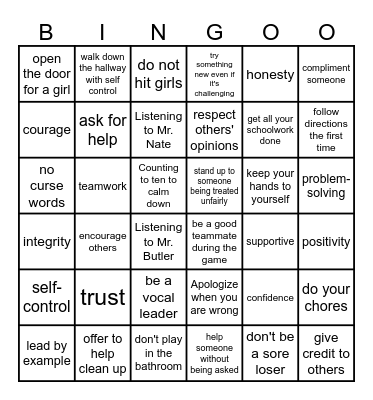 Leadership Bingo Card